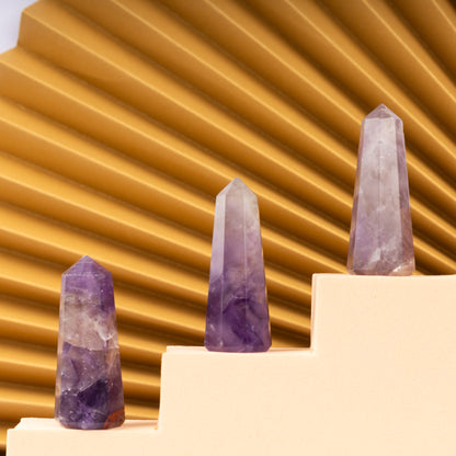 Natural Amethyst Obelisk Point Crystal Tower 2.5-3", Healing Crystals and Stones, Meditation Accessories, Reiki, Spiritual Gifts & Decor