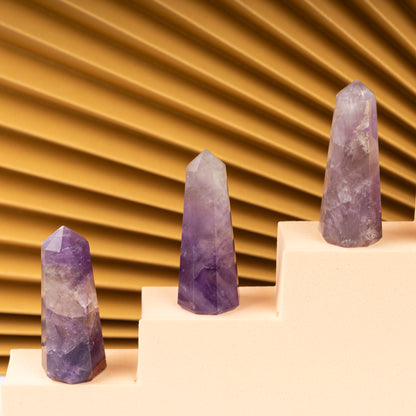 Natural Amethyst Obelisk Point Crystal Tower 2.5-3", Healing Crystals and Stones, Meditation Accessories, Reiki, Spiritual Gifts & Decor