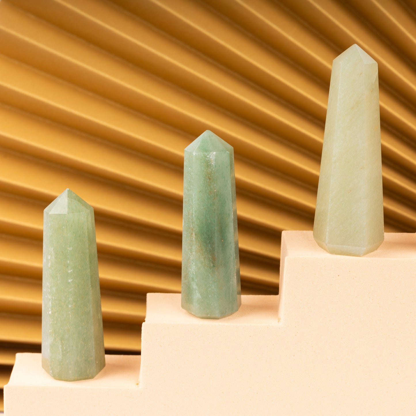 Natural Green Aventurine Obelisk Point Crystal Tower 2.5-3", Healing Crystals and Stones, Meditation Accessories, Reiki, Spiritual Gifts & Decor