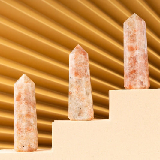 Natural Sunstone Obelisk Point Crystal Tower 2.5-3", Healing Crystals and Stones, Meditation Accessories, Reiki, Spiritual Gifts & Decor