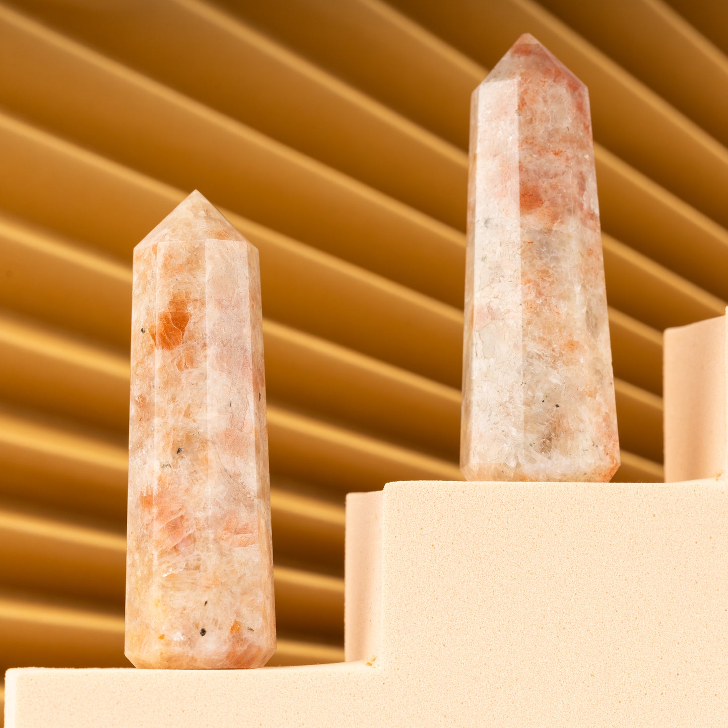 Natural Sunstone Obelisk Point Crystal Tower 2.5-3", Healing Crystals and Stones, Meditation Accessories, Reiki, Spiritual Gifts & Decor