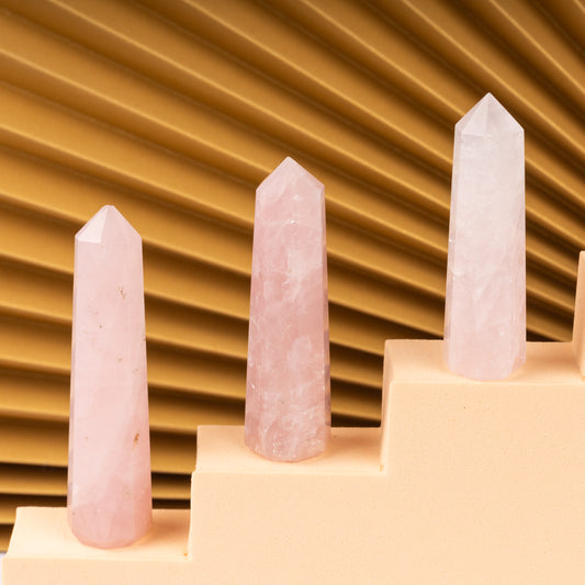 Natural Rose Quartz Obelisk Point Crystal Tower 2.5-3", Healing Crystals and Stones, Meditation Accessories, Reiki, Spiritual Gifts & Decor