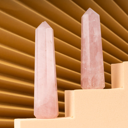 Natural Rose Quartz Obelisk Point Crystal Tower 2.5-3", Healing Crystals and Stones, Meditation Accessories, Reiki, Spiritual Gifts & Decor