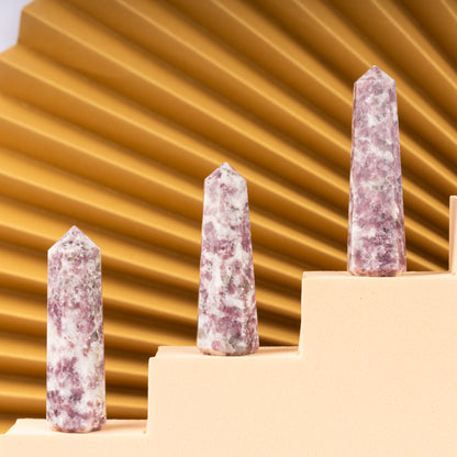 Natural Lepidolite Obelisk Point Crystal Tower 2.5-3", Healing Crystals and Stones, Meditation Accessories, Reiki, Spiritual Gifts & Decor