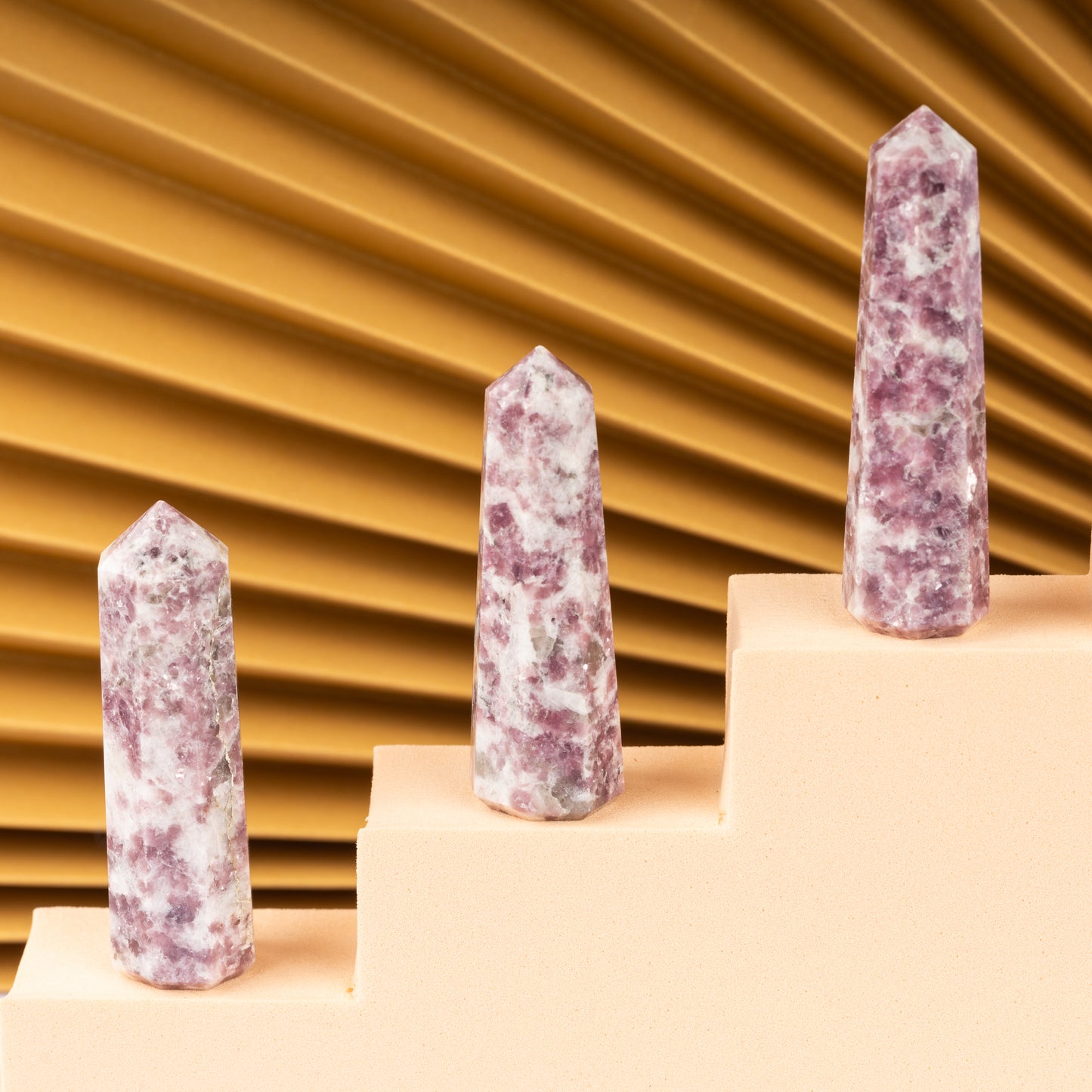 Natural Lepidolite Obelisk Point Crystal Tower 2.5-3", Healing Crystals and Stones, Meditation Accessories, Reiki, Spiritual Gifts & Decor