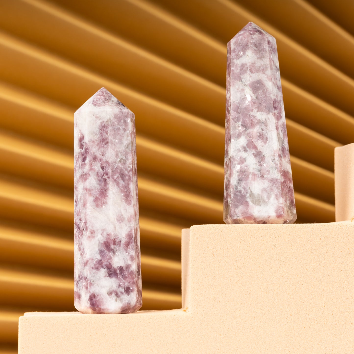 Natural Lepidolite Obelisk Point Crystal Tower 2.5-3", Healing Crystals and Stones, Meditation Accessories, Reiki, Spiritual Gifts & Decor