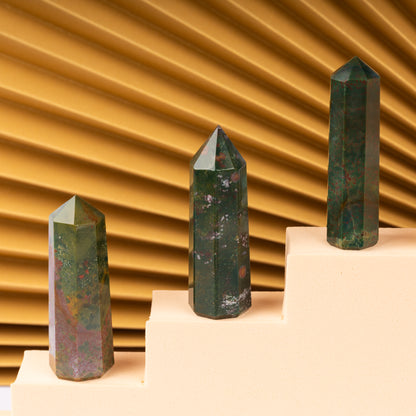 Natural Bloodstone Obelisk Point Crystal Tower 2.5-3", Healing Crystals and Stones, Meditation Accessories, Reiki, Spiritual Gifts & Decor