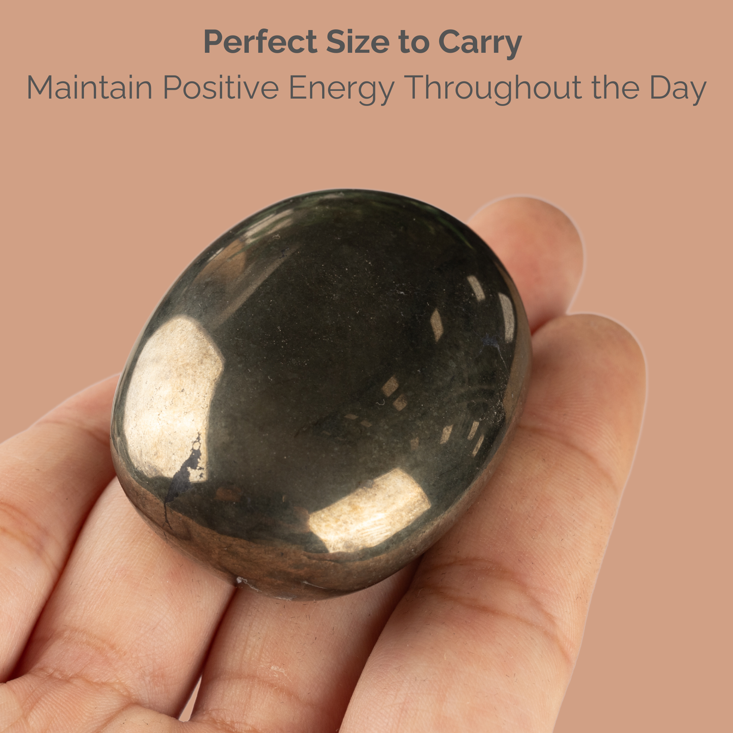 Pyrite Palm Stone Crystal - Natural Healing Stone for Anxiety Relief & Meditation - Polished Pyrite Worry Stone - Spiritual Gift