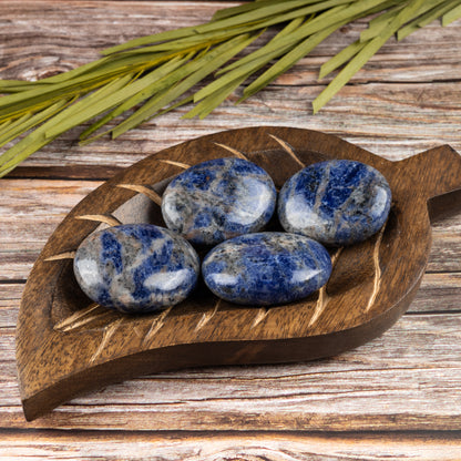 Sodalite Palm Stone Crystal - Natural Healing Stone for Anxiety Relief & Meditation - Polished Sodalite Worry Stone - Spiritual Gift