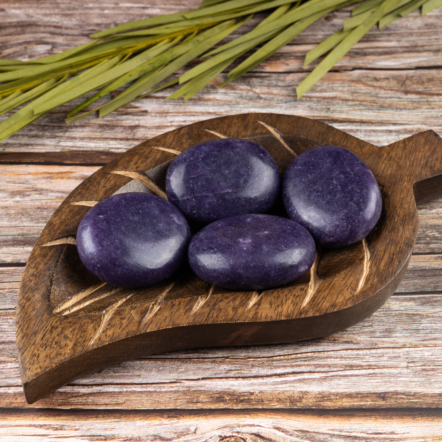 Lepidolite Palm Stone Crystal - Natural Healing Stone for Anxiety Relief & Meditation - Polished Lepidolite Worry Stone - Spiritual Gift