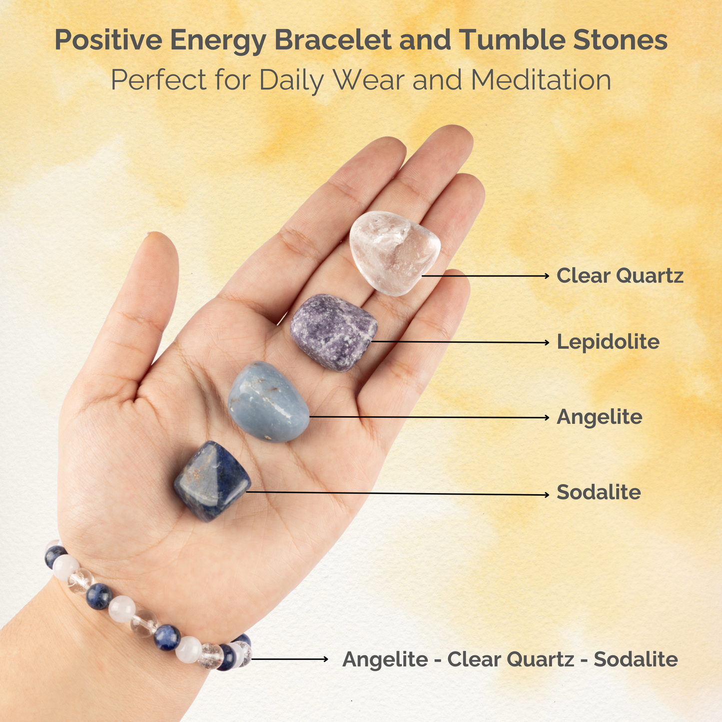 Positive Energy Manifestation Crystal Bracelet and Tumbled Crystals, Healing Crystal Set,  Energy Crystals, Intention Bracelet Crystal Kit