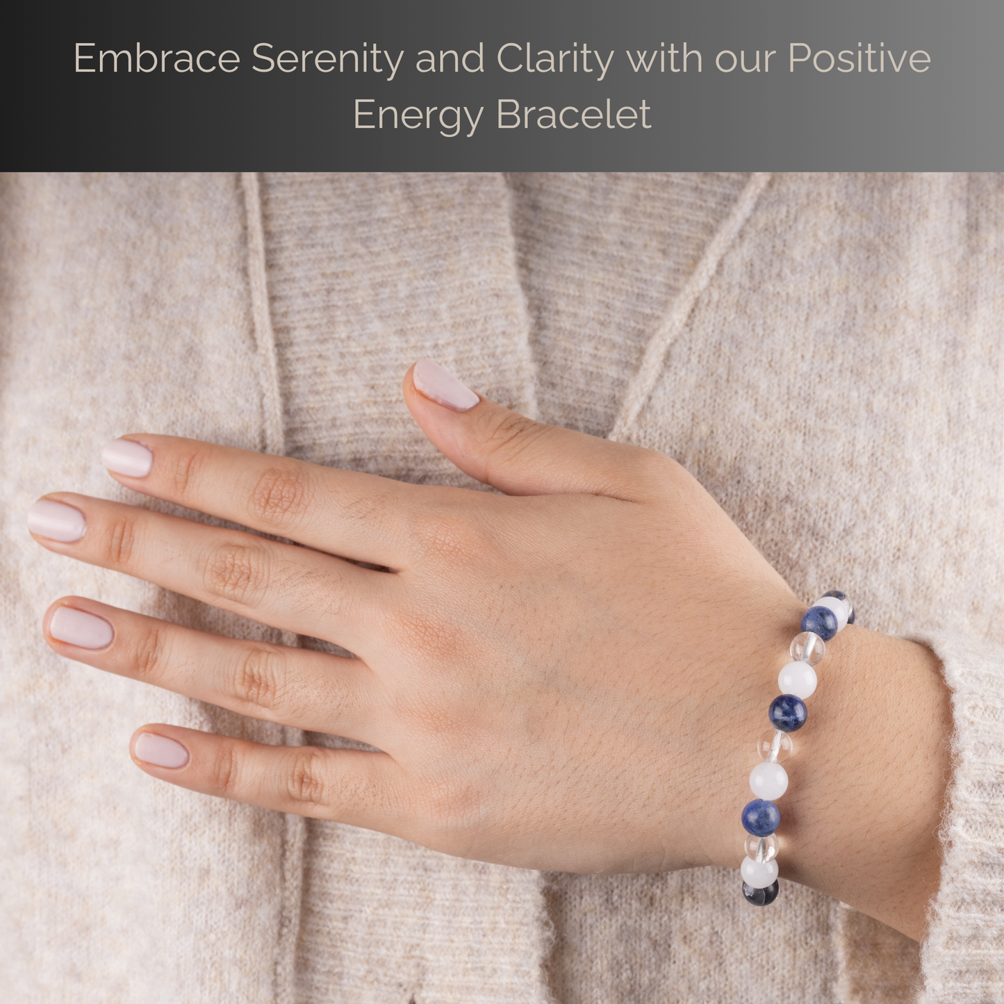 Positive Energy & Clarity Bracelet for Women and Men with Angelite, Clear Quartz, & Sodalite Crystals and Healing Stones - Handmade Beaded Bracelets - Crystal Bracelet for Spiritual Gifts