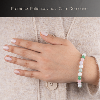 Calm and Peace Bracelet for Women and Men with Amazonite, Rose Quartz, White Howlite, Green Aventurine, Moonstone, Angelite Crystals and Healing Stones - Natural Handmade Beaded Bracelets