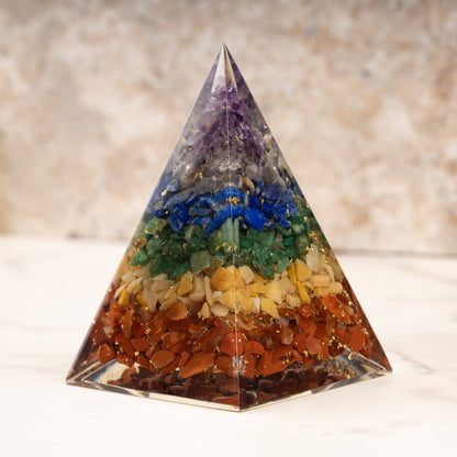 7 Chakra Stone Orgonite Crystal Pyramid, Orgonite Protection Healing Crystals, Orgone Energy Pyramid, Crystal Decor, Meditation Gifts