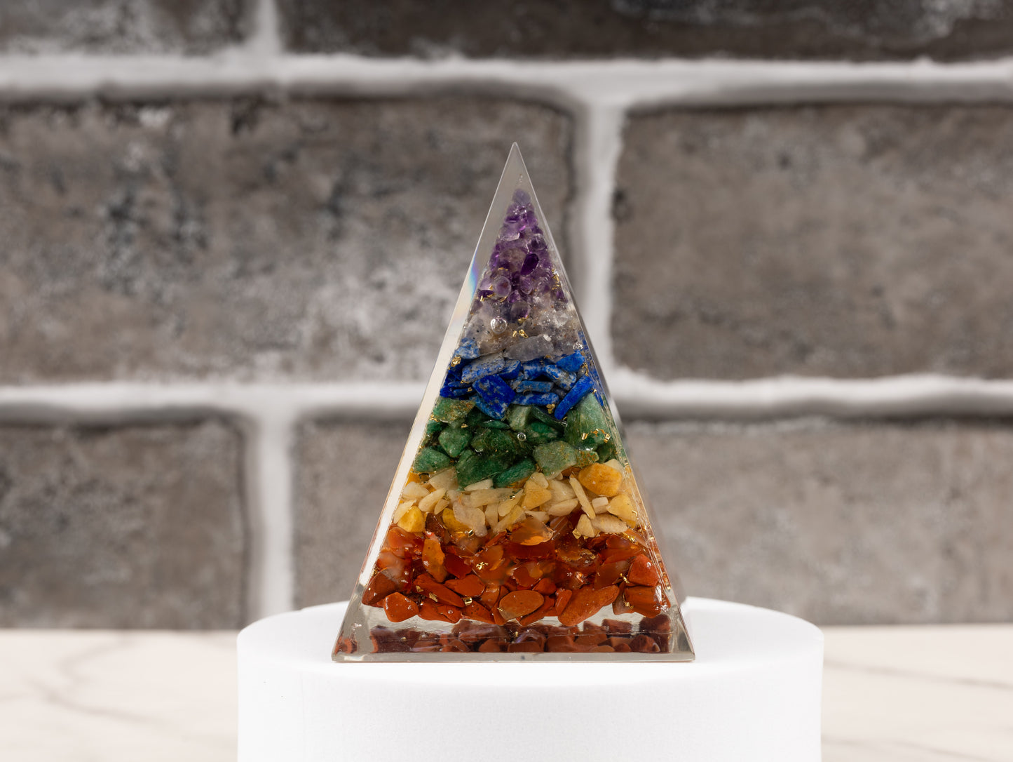 7 Chakra Stone Orgonite Crystal Pyramid, Orgonite Protection Healing Crystals, Orgone Energy Pyramid, Crystal Decor, Meditation Gifts