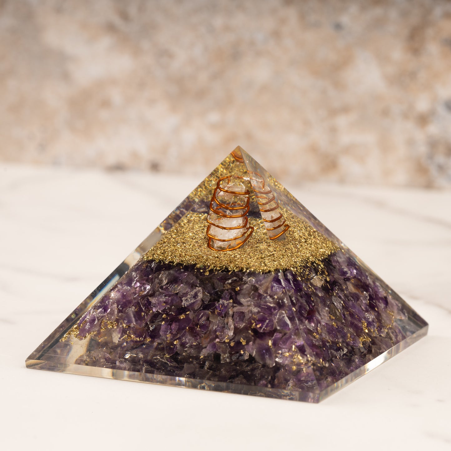 Amethyst Orgonite Crystal Pyramid, Orgonite Protection Healing Crystals, Orgone Energy Pyramid, Crystal Decor, Meditation Gifts