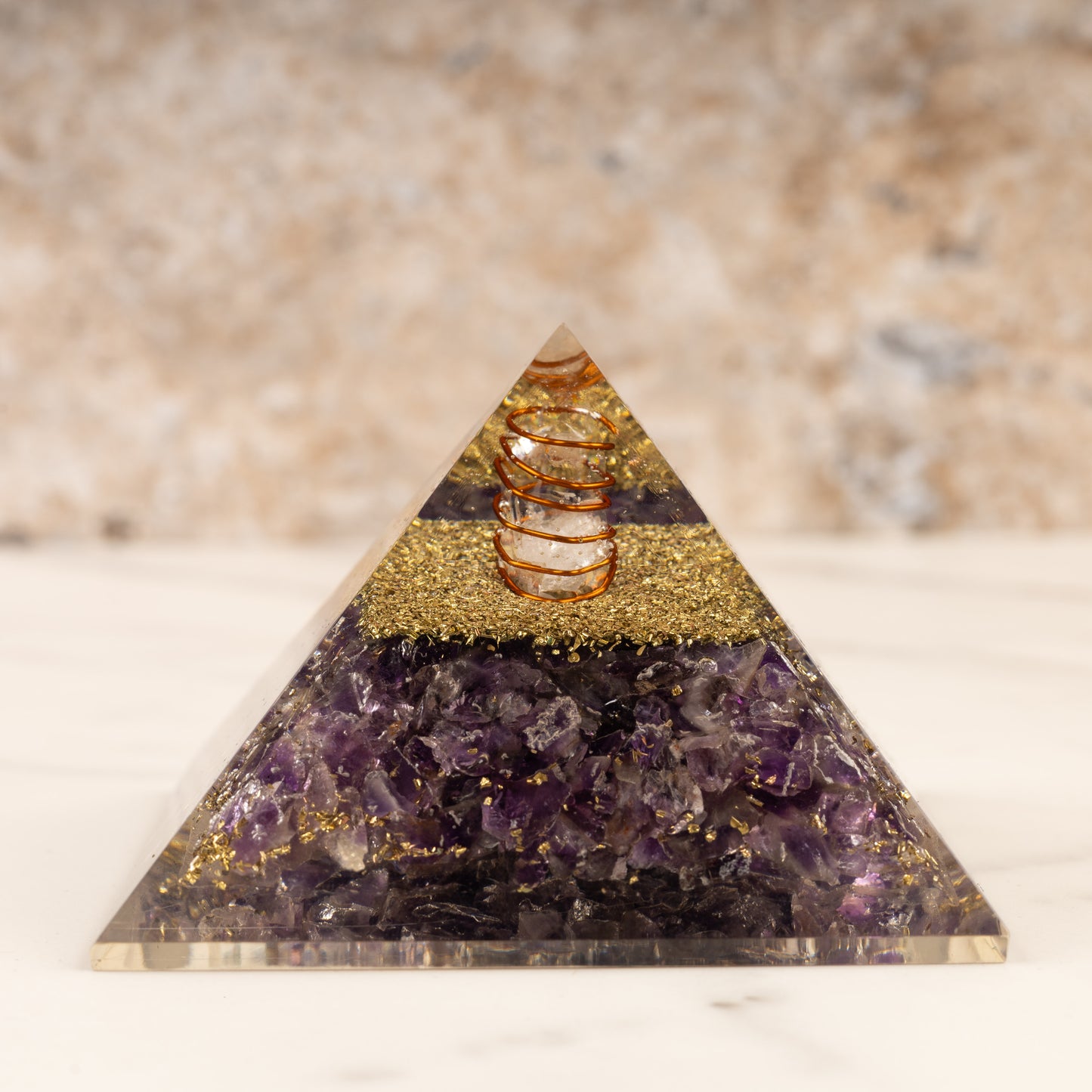 Amethyst Orgonite Crystal Pyramid, Orgonite Protection Healing Crystals, Orgone Energy Pyramid, Crystal Decor, Meditation Gifts