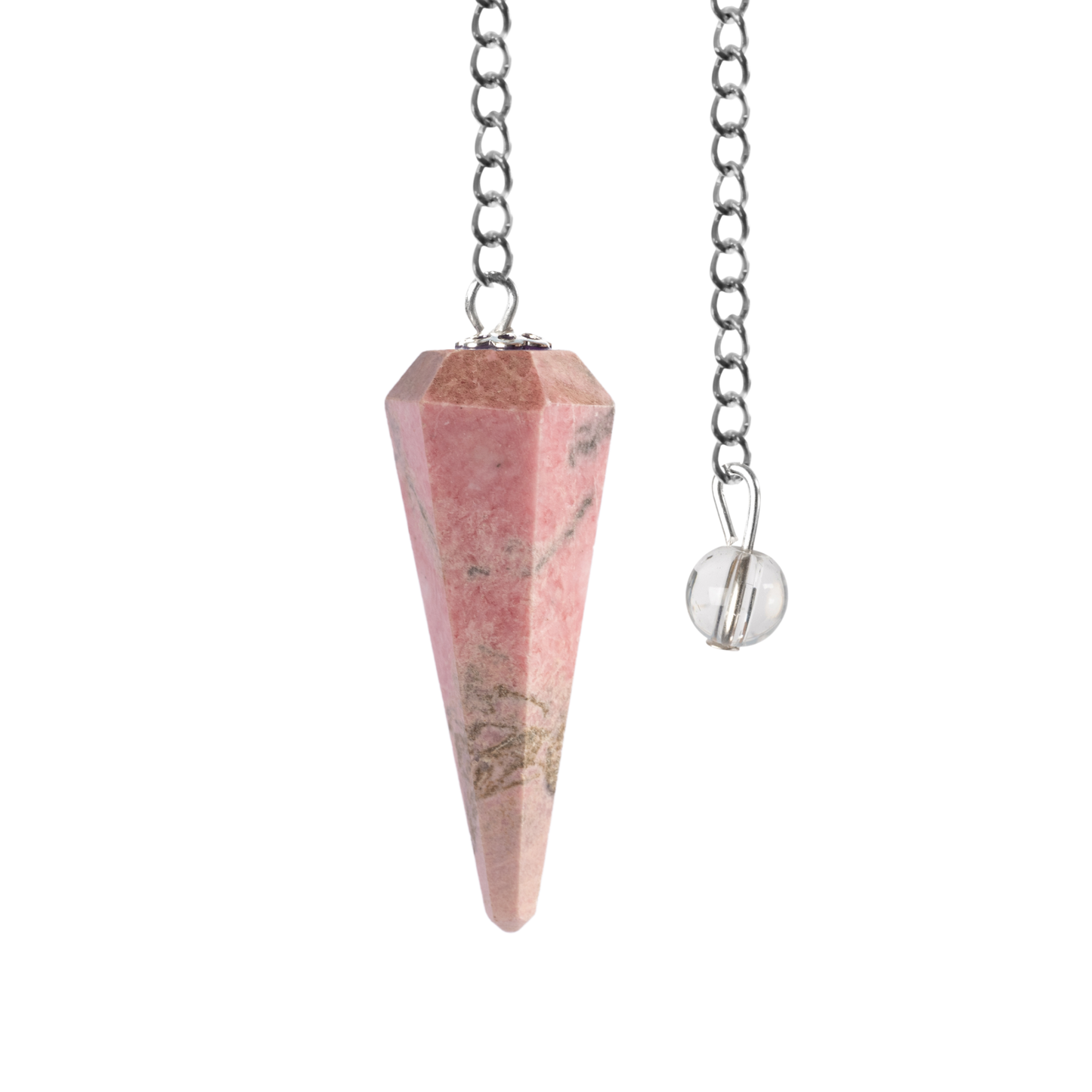 Rhodonite Pendulum Crystal, Faceted Pendulum Divination Tools, Dowsing Pendulum Crystal for Energy Work, Crystal Grid & Reiki Healing