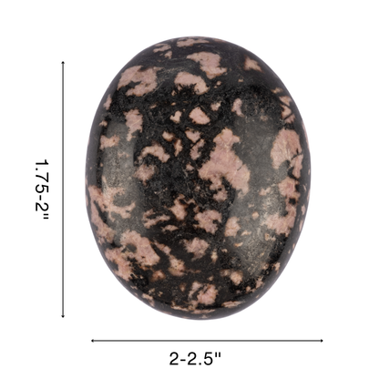 Rhodonite Palm Stone Crystal - Natural Healing Stone for Anxiety Relief & Meditation - Polished Rhodonite Worry Stone - Spiritual Gift