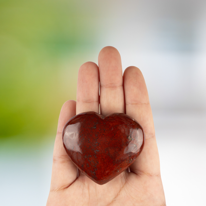 Red Jasper Heart Palm Stone Crystal - Natural Healing Stone for Anxiety Relief & Meditation - Polished Red Jasper Worry Stone - Spiritual Gift