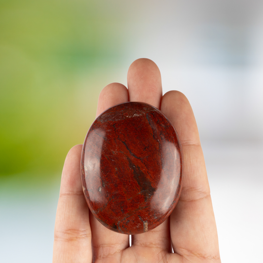 Red Jasper Palm Stone Crystal - Natural Healing Stone for Anxiety Relief & Meditation - Polished Red Jasper Worry Stone - Spiritual Gift