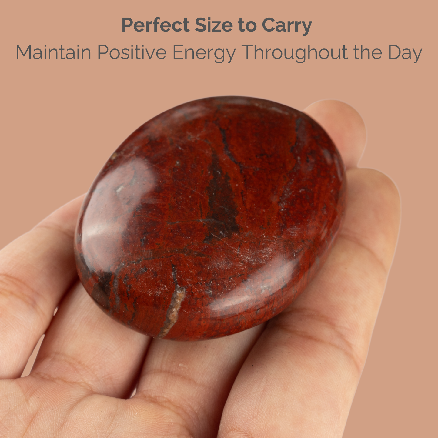 Red Jasper Palm Stone Crystal - Natural Healing Stone for Anxiety Relief & Meditation - Polished Red Jasper Worry Stone - Spiritual Gift