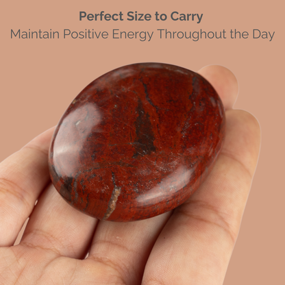 Red Jasper Palm Stone Crystal - Natural Healing Stone for Anxiety Relief & Meditation - Polished Red Jasper Worry Stone - Spiritual Gift