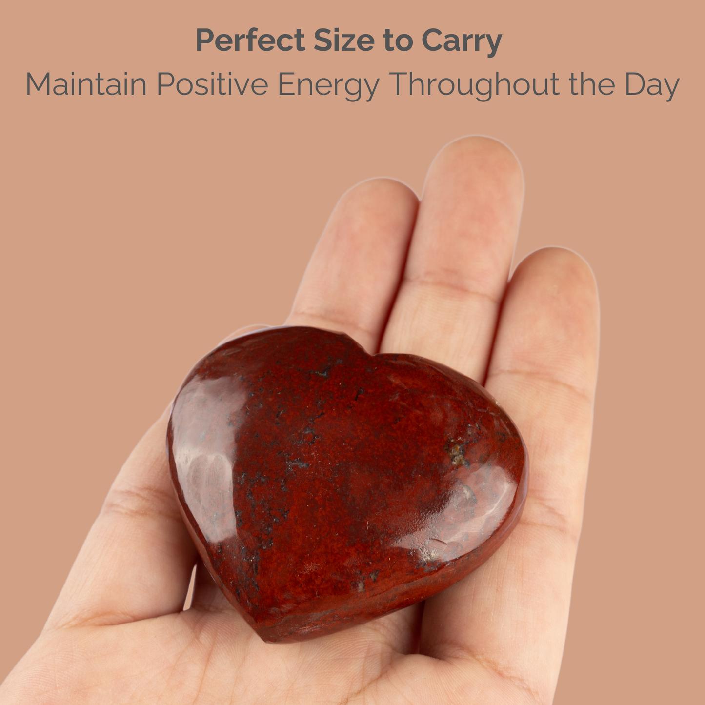 Red Jasper Heart Palm Stone Crystal - Natural Healing Stone for Anxiety Relief & Meditation - Polished Red Jasper Worry Stone - Spiritual Gift