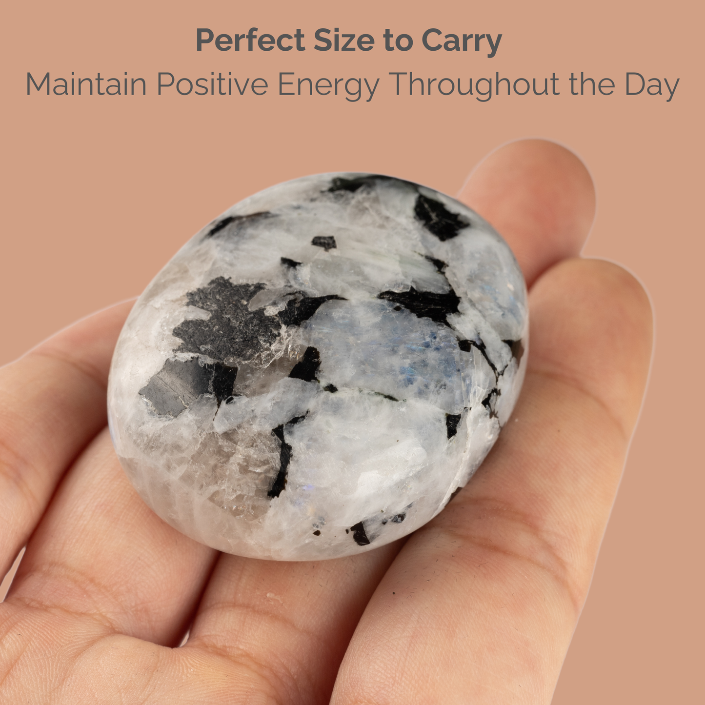 Rainbow Moonstone Palm Stone Crystal - Natural Healing Stone for Anxiety Relief & Meditation - Polished Rainbow Moonstone Worry Stone - Spiritual Gift