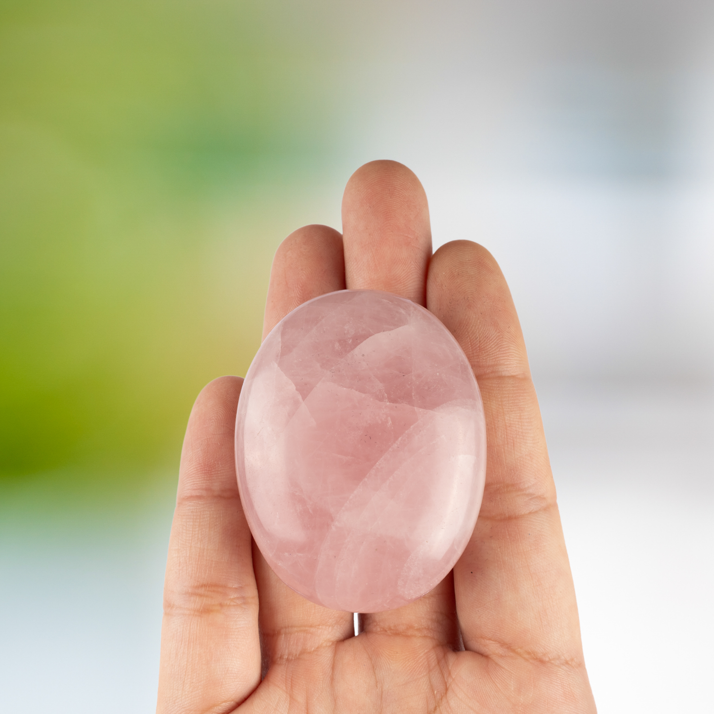 Rose Quartz Palm Stone Crystal - Natural Healing Stone for Anxiety Relief & Meditation - Polished Rose Quartz Worry Stone - Spiritual Gift