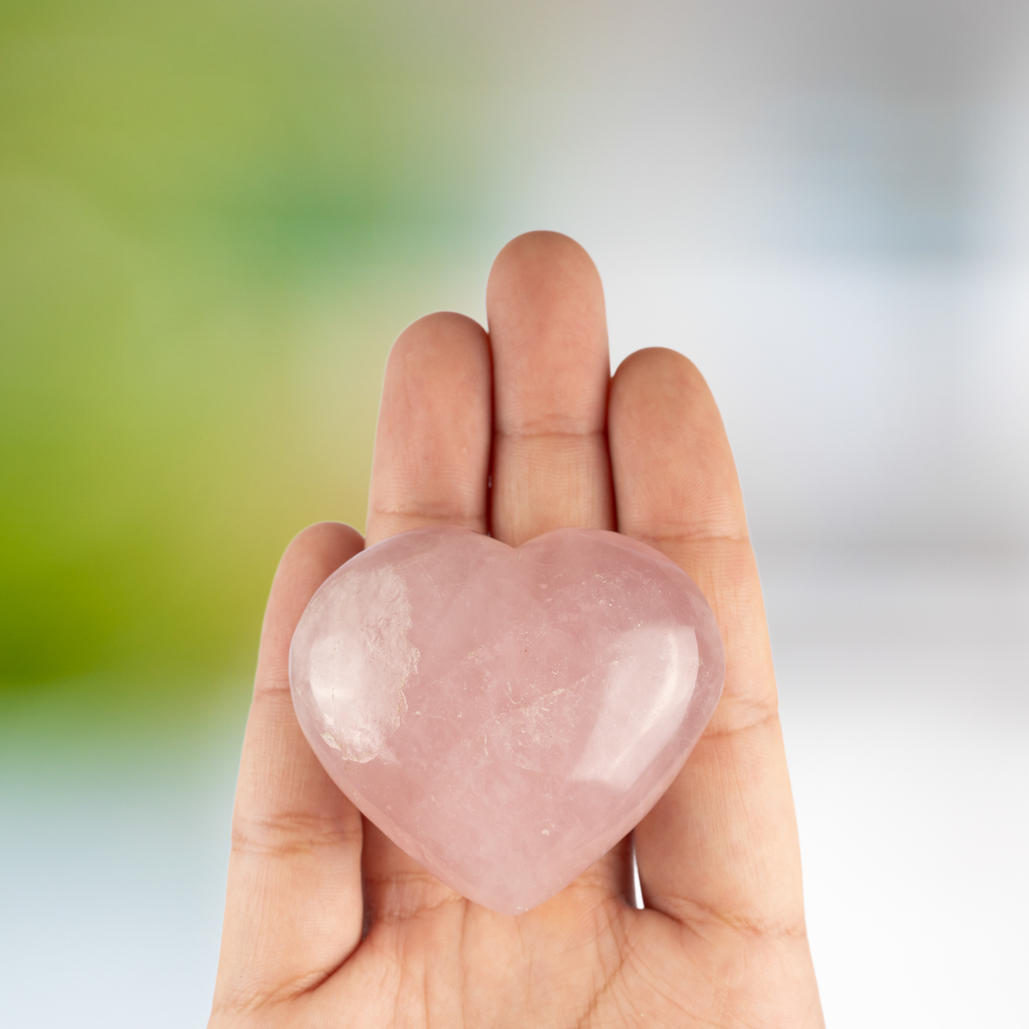 Rose Quartz Heart Palm Stone Crystal - Natural Healing Stone for Anxiety Relief & Meditation - Polished Rose Quartz Worry Stone - Spiritual Gift