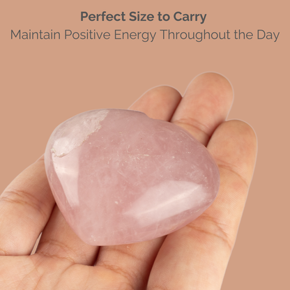 Rose Quartz Heart Palm Stone Crystal - Natural Healing Stone for Anxiety Relief & Meditation - Polished Rose Quartz Worry Stone - Spiritual Gift