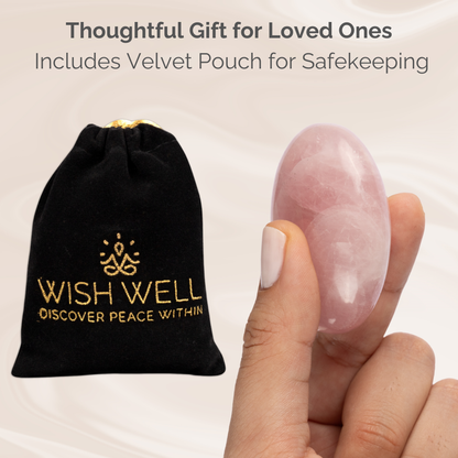 Rose Quartz Palm Stone Crystal - Natural Healing Stone for Anxiety Relief & Meditation - Polished Rose Quartz Worry Stone - Spiritual Gift