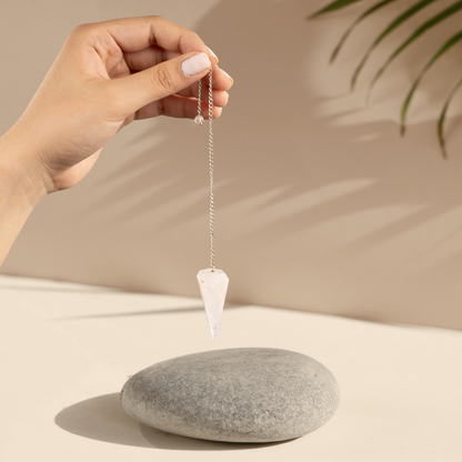 Rose Quartz Pendulum Crystal Divination Tools — Dowsing Pendulum Crystal with Crystal Ball for Meditation, Chakra Healing, Energy Work, Reiki, and Crystal Grid