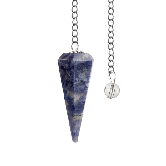 Sodalite Pendulum Crystal, Faceted Pendulum Divination Tools, Dowsing Pendulum Crystal for Energy Work, Crystal Grid & Reiki Healing