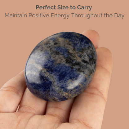 Sodalite Palm Stone Crystal - Natural Healing Stone for Anxiety Relief & Meditation - Polished Sodalite Worry Stone - Spiritual Gift