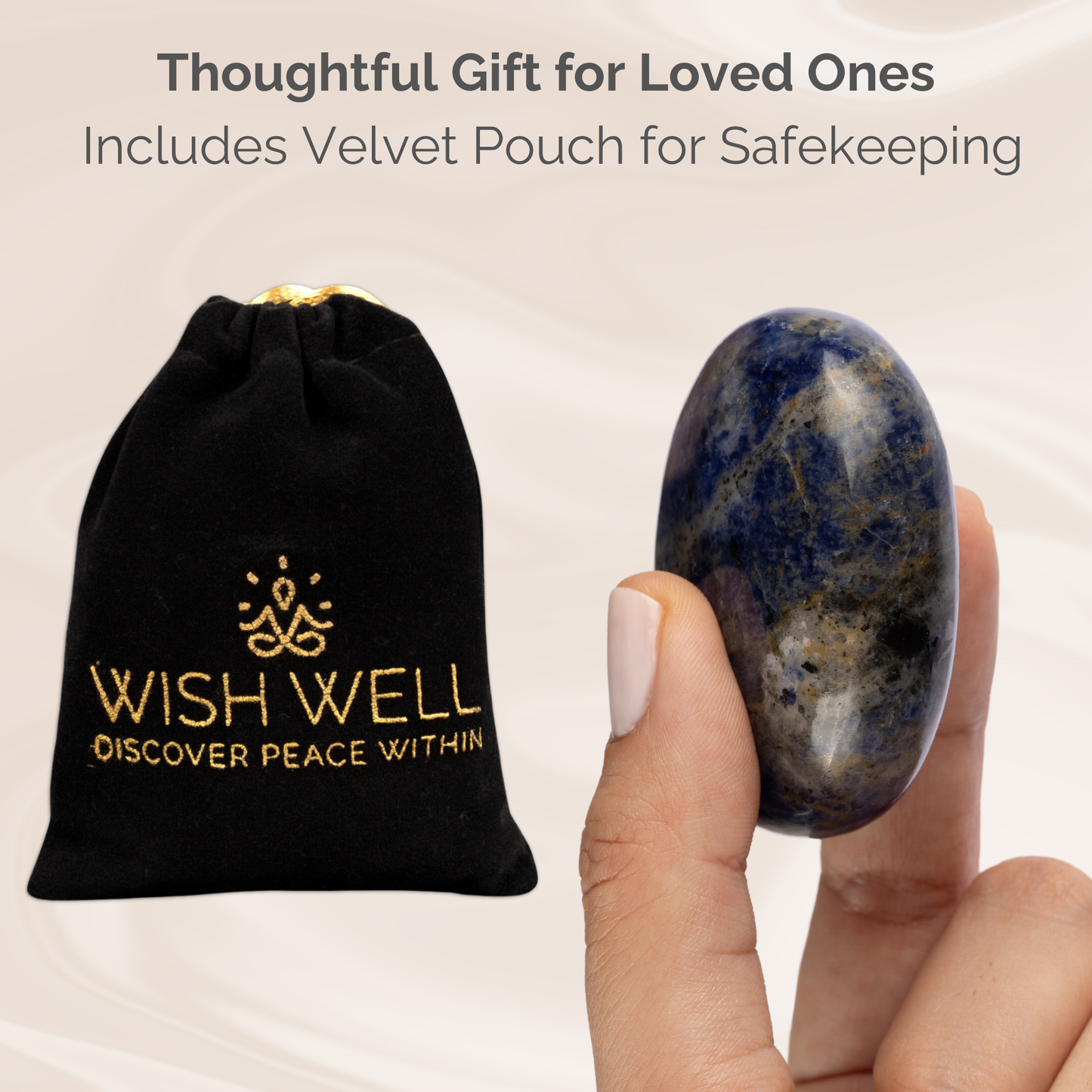 Sodalite Palm Stone Crystal - Natural Healing Stone for Anxiety Relief & Meditation - Polished Sodalite Worry Stone - Spiritual Gift