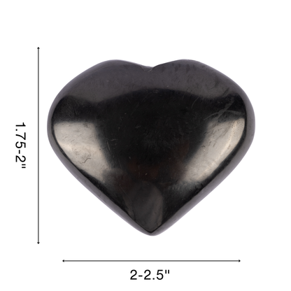 Shungite Heart Palm Stone Crystal - Natural Healing Stone for Anxiety Relief & Meditation - Polished Shungite Worry Stone - Spiritual Gift