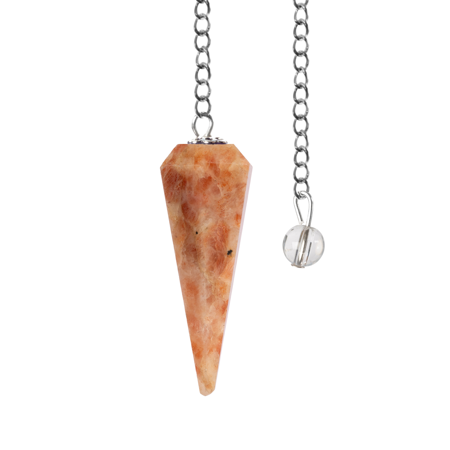 Sunstone Pendulum Crystal, Faceted Pendulum Divination Tools, Dowsing Pendulum Crystal for Energy Work, Crystal Grid & Reiki Healing