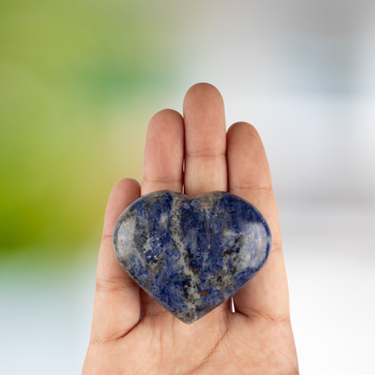 Sodalite Heart Palm Stone Crystal - Natural Healing Stone for Anxiety Relief & Meditation - Polished Sodalite Worry Stone - Spiritual Gift