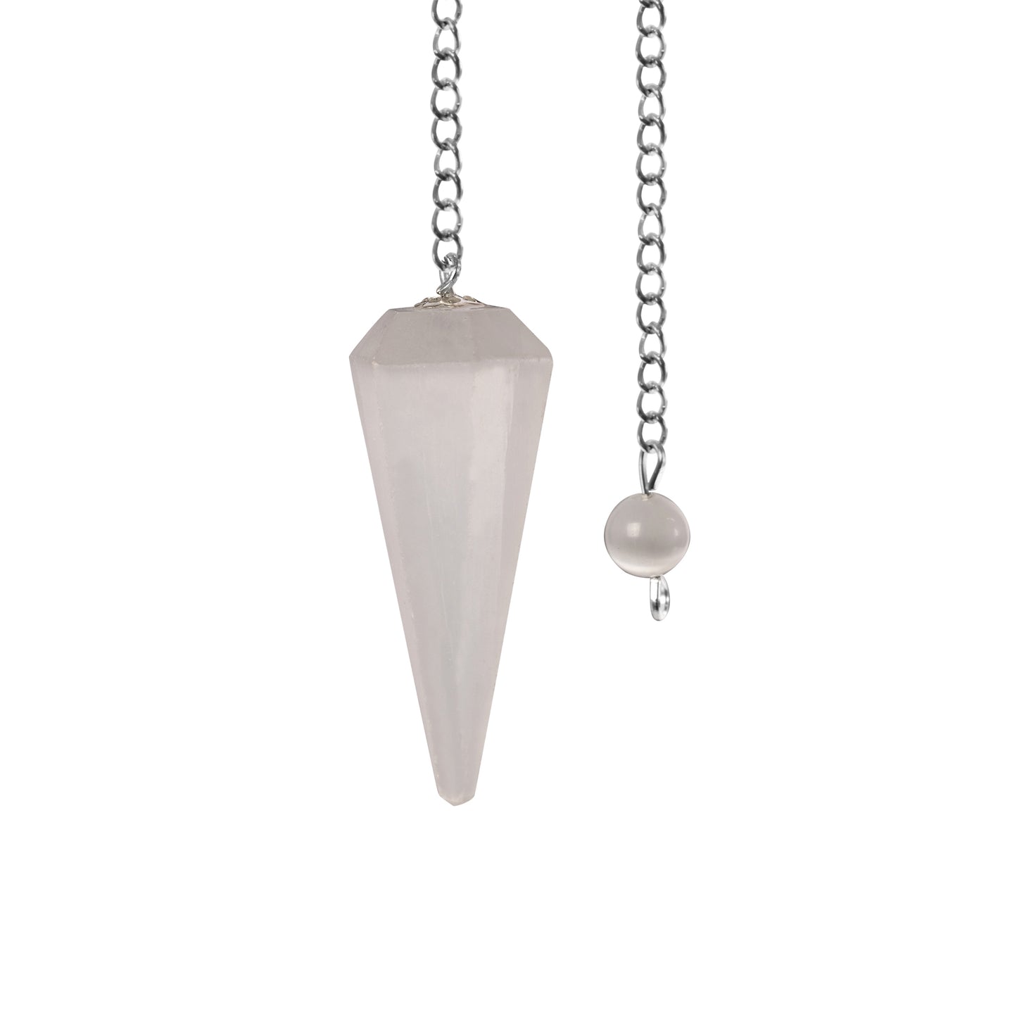 Selenite Pendulum Crystal Divination Tools — Dowsing Pendulum Crystal with Crystal Ball for Meditation, Chakra Healing, Energy Work, Reiki, and Crystal Grid