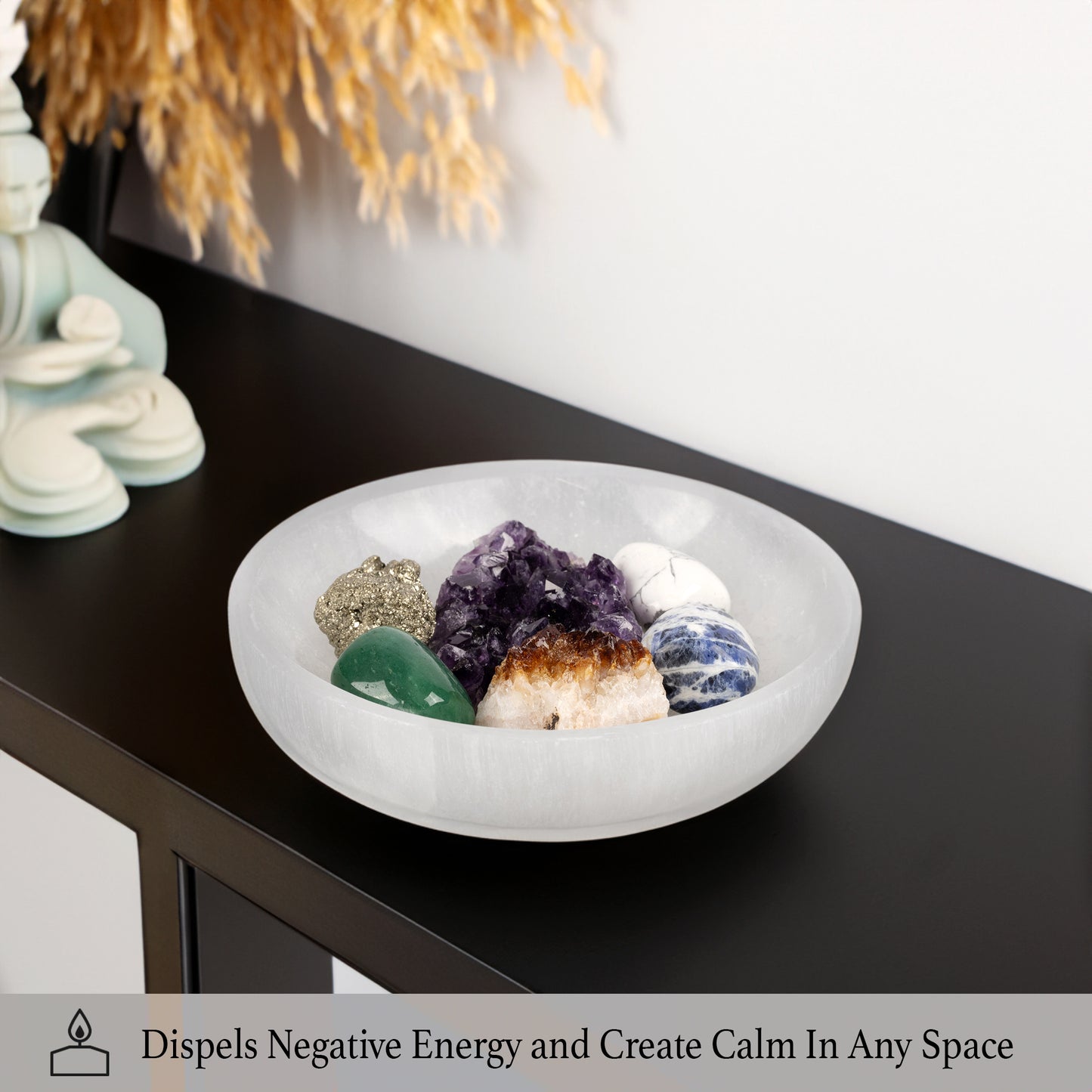 5.5" Selenite Bowl Round, Selenite Crystal Cleansing Bowl, Healing Crystals & Stones, Spiritual Crystal Decor