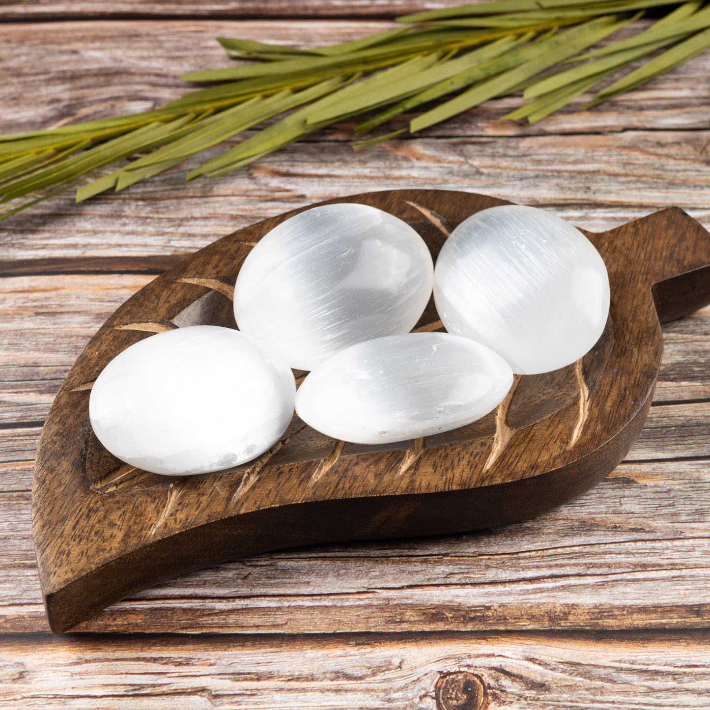 Polished Selenite Palm Stone, Selenite Pillow Stone, Worry Stone, Fidget Stone, Crown Chakra, Cleansing, Soap shape, Size 1.50" and 2.50”