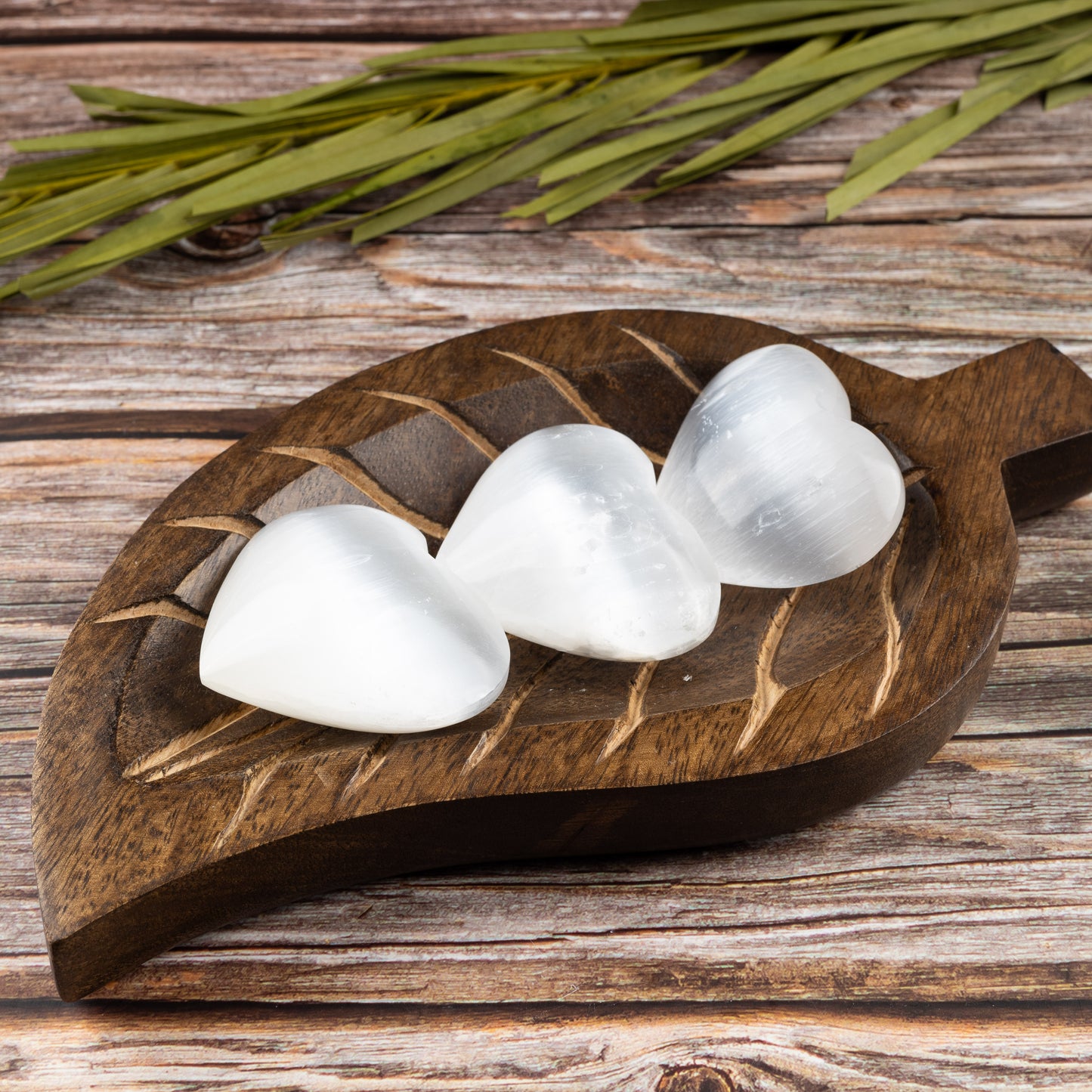 Selenite Crystal Hearts, Polished Selenite Palm Stone, Worry Stone, Crown Chakra, Cleansing Stone, Crown Chakra, Size 1.50" and 2.50”