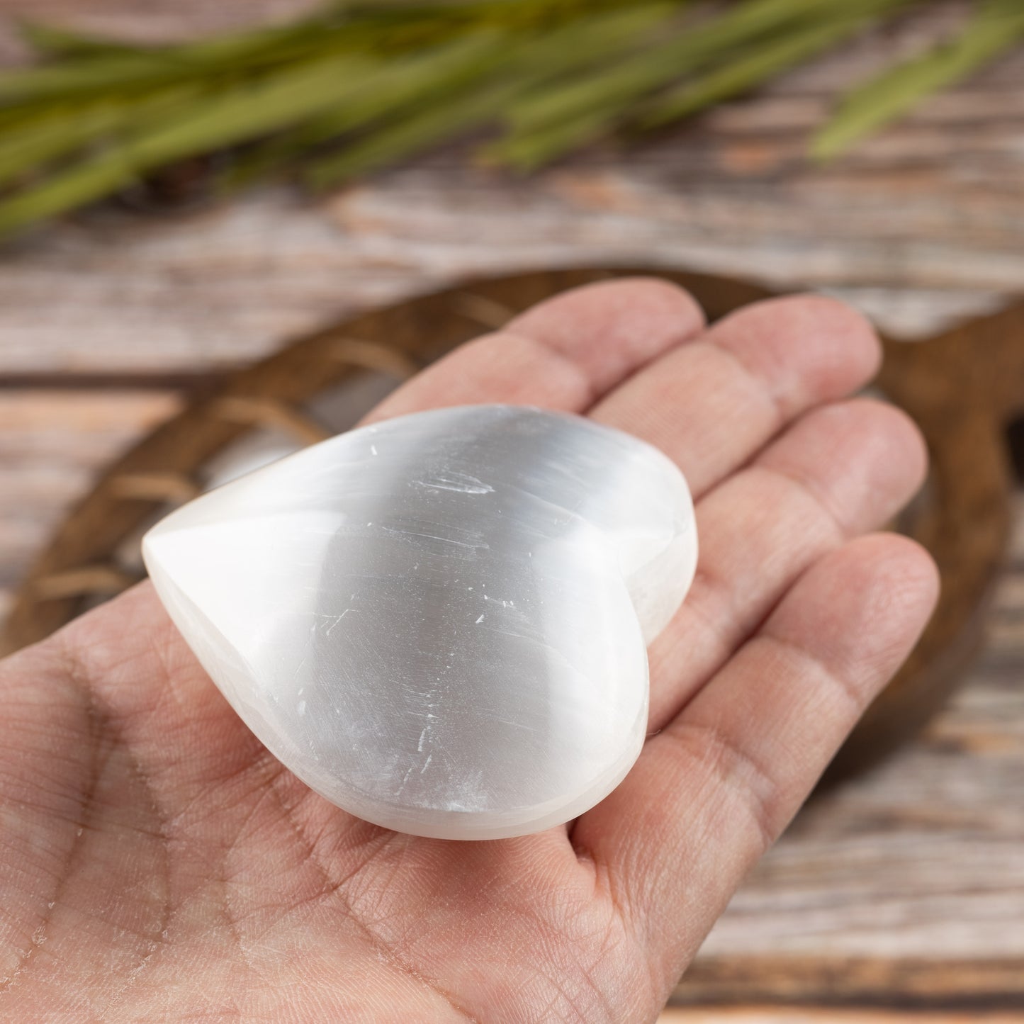 Selenite Crystal Hearts, Polished Selenite Palm Stone, Worry Stone, Crown Chakra, Cleansing Stone, Crown Chakra, Size 1.50" and 2.50”