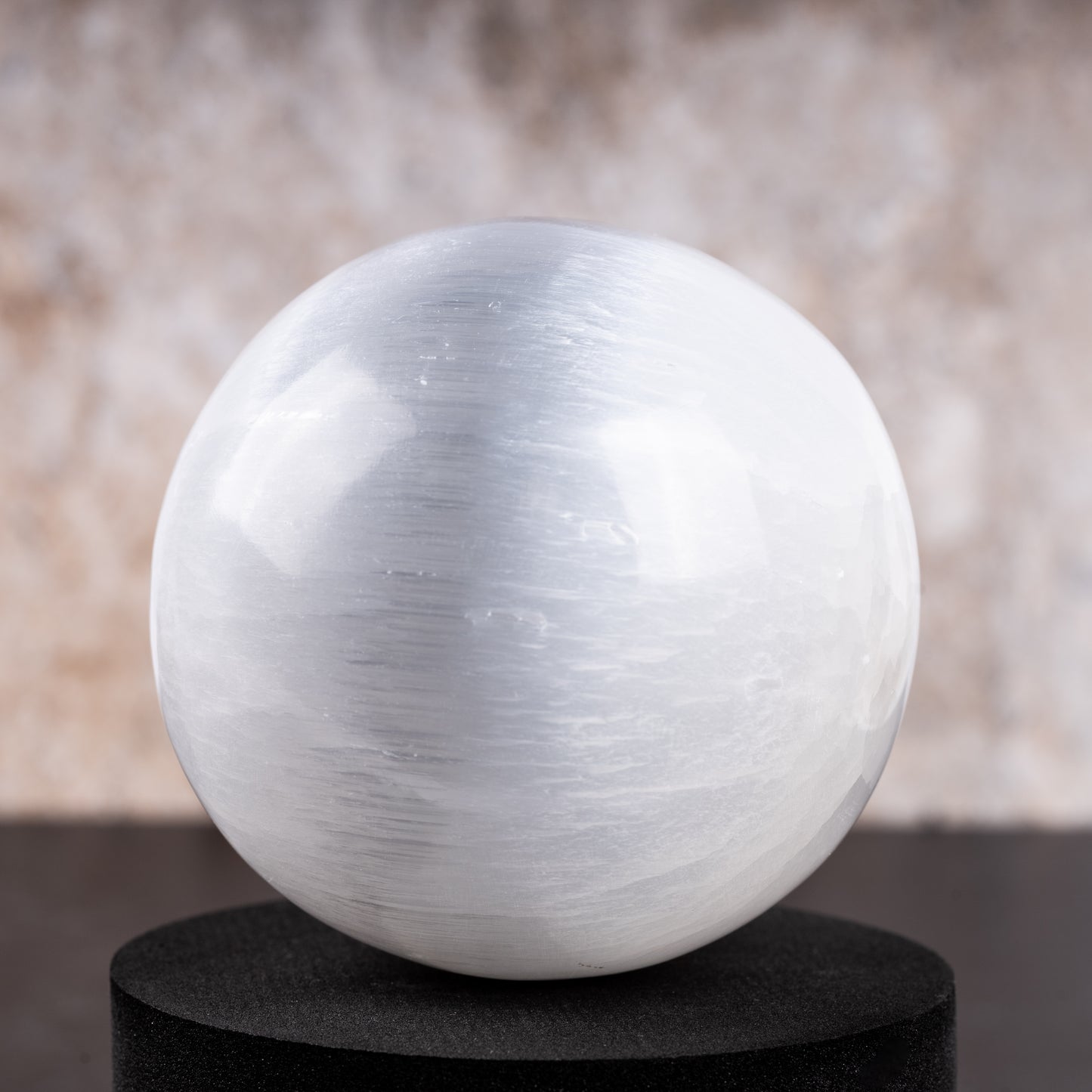 Selenite Sphere Crystal 3.14" with 4" Wooden Stand - Healing Crystals and Meditation Accessories for Spiritual Room Decor, Protection Crystals and Energy Healing - Crystal Decor Spiritual Gift