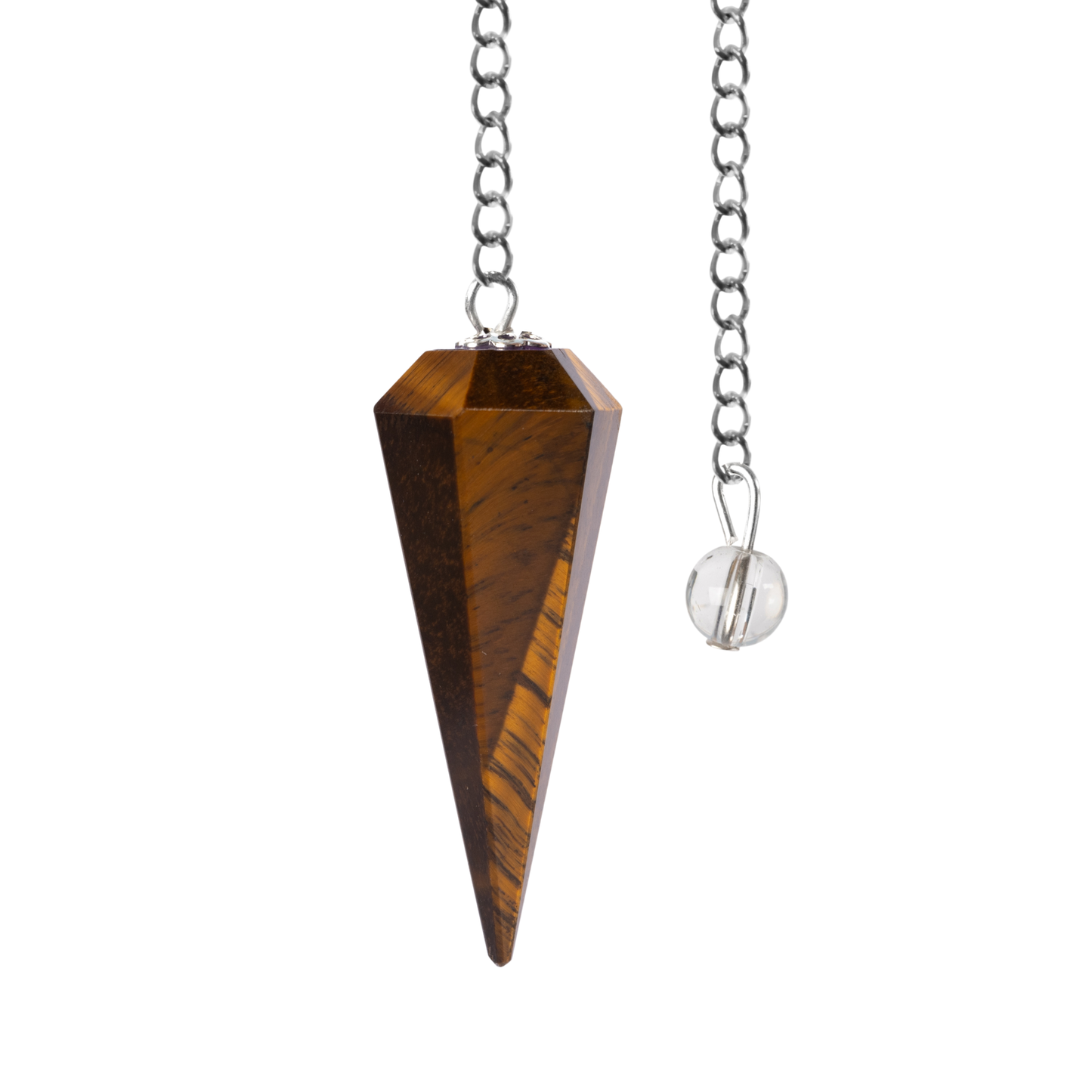 Tiger Eye Pendulum Crystal, Faceted Pendulum Divination Tools, Dowsing Pendulum Crystal for Energy Work, Crystal Grid & Reiki Healing