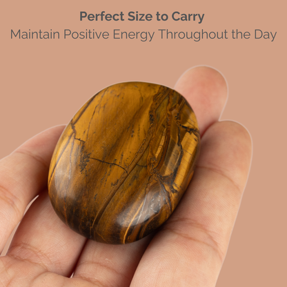 Tiger Eye Palm Stone Crystal - Natural Healing Stone for Anxiety Relief & Meditation - Polished Tiger Eye Worry Stone - Spiritual Gift