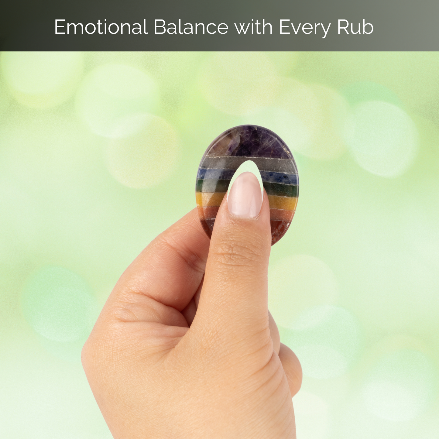 7 Chakra Worry Stone for Anxiety Relief, Healing Crystals & Natural Energy Healing Thumb Stone, Perfect Meditation & Spiritual Gift