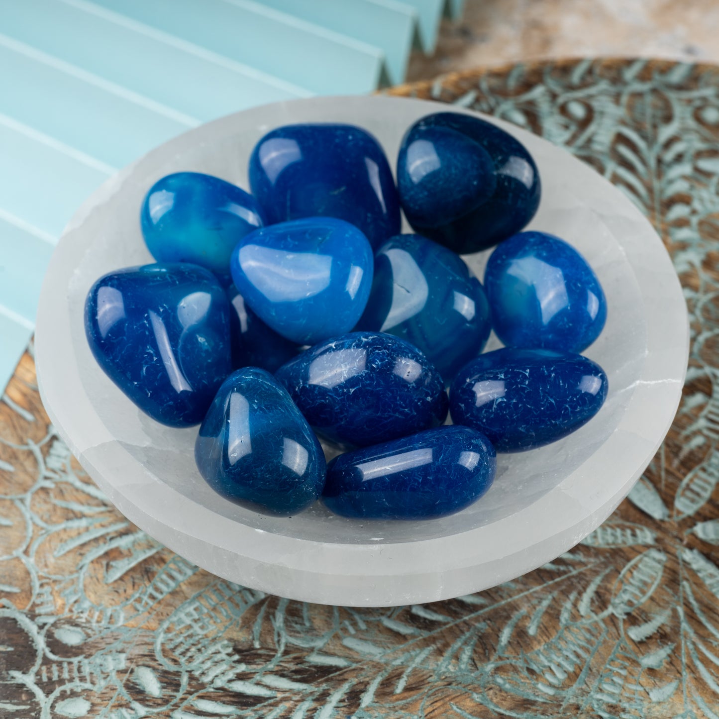 Blue Agate Crystal Tumble Stone - Authentic Polished Stone for Meditation, Spiritual Gifts, Chakra Healing, Reiki, & Energy Work